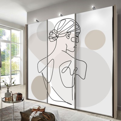 Houseart Πλάτη γυναίκας, Line Art, Αυτοκόλλητα ντουλάπας, 100 x 154 εκ.